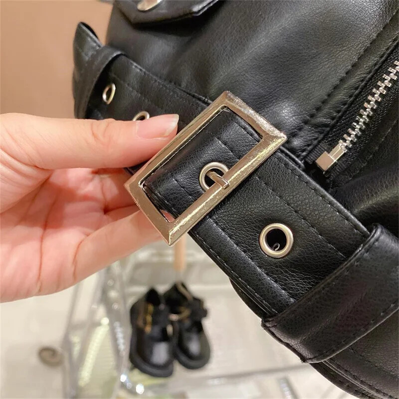 Pavasario rudens berniukų odinės striukės 2–8 m. 2024 m. Nauja klasika Gražuolis berniukas Pu Viršutiniai drabužiai Vaikams Drabužiai Užtrauktuku užsegami paltai