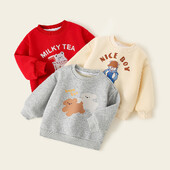 Παιδικά αγόρια πουλόβερ 2024 Φθινόπωρο Χειμώνας με στάμπα O-λαιμόκοψη Ευέλικτο μακρυμάνικο μπλουζάκια για μωρά αγόρια Παιδικά μπλουζάκια με βάση για αγόρια