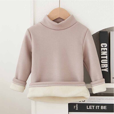 Bērnu polsterēts biezināts džemperis meitenēm silts vienkrāsains krekls rudens ziema jauni zēnu modes ikdienas topi 2–12 gadiem