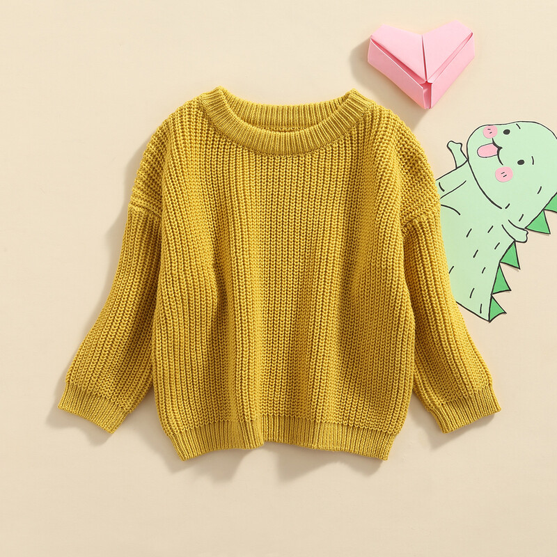 Maži kūdikių mergaičių megztiniai berniukams apvalia kakle, žieminiai šilti ilgomis rankovėmis saldainių spalvos megztiniai 0-5Y