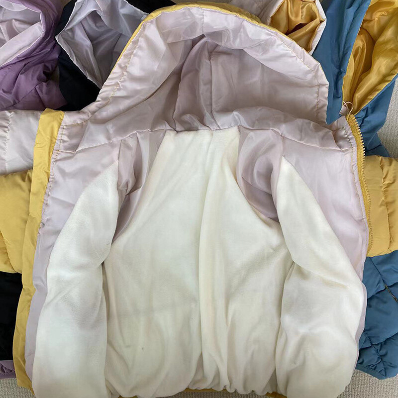 Pavasaris Nauji Vaikiški Pūkiniai Striukės Rudens berniukai Merginos Mada Stori Šilti Viršutiniai Drabužiai Kūdikiams Drabužiai su gobtuvu Vaikiški Medvilniniai Paltai 3-8 m.