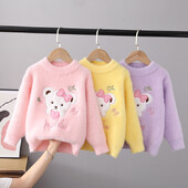 Jesen Zima Džemper za djevojčice Održava toplinu Pamučna odjeća za djevojčice Crtani medvjed Pulover za pletenje Džemperi za pletenje Dječji GY07261