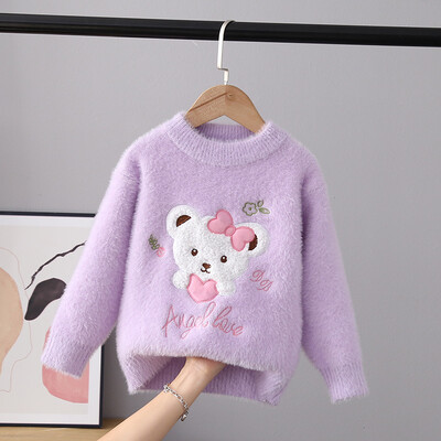 Jesen Zima Džemper za djevojčice Održava toplinu Pamučna odjeća za djevojčice Crtani medvjed Pulover za pletenje Džemperi za pletenje Dječji GY07261