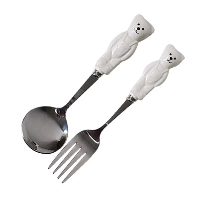 2PCS/Set Žlica za kavu od nehrđajućeg čelika 304 Žlica za sladoled od lubenice Žlica za čaj Žlica za desert Vilica Dječje kreativno posuđe