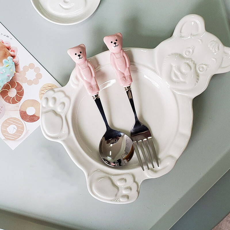 2PCS/Set Žlica za kavu od nehrđajućeg čelika 304 Žlica za sladoled od lubenice Žlica za čaj Žlica za desert Vilica Dječje kreativno posuđe