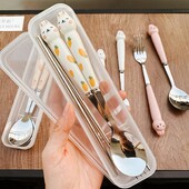 Σετ επιτραπέζια σκεύη κουνέλι Μαθητικό σερβίτσιο από ανοξείδωτο ατσάλι Σετ πιρουνιών κουταλιών καρτούν