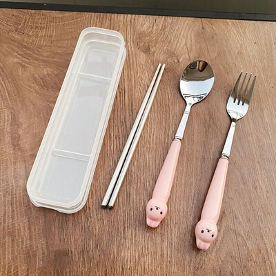 Σετ επιτραπέζια σκεύη κουνέλι Μαθητικό σερβίτσιο από ανοξείδωτο ατσάλι Σετ πιρουνιών κουταλιών καρτούν