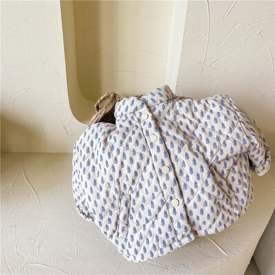 2024 Νέο χειμερινό κορεατικό στυλ Unisex Παιδικά εμπριμέ παλτό με βαμβακερή επένδυση Πυκνώνουν ζεστά παιδικά καπιτονέ εξωτερικά ρούχα