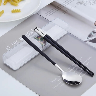 Trauku komplekts Nerūsējošā tērauda galda piederumu komplekts Korejiešu karotes Irbulīši Vakariņu komplekts Virtuves trauku komplekts Karotu galda piederumu komplekts