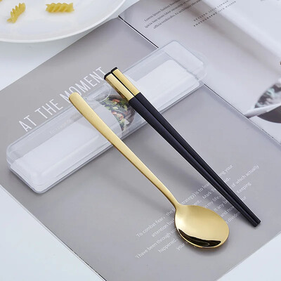 Trauku komplekts Nerūsējošā tērauda galda piederumu komplekts Korejiešu karotes Irbulīši Vakariņu komplekts Virtuves trauku komplekts Karotu galda piederumu komplekts