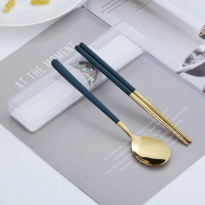 Trauku komplekts Nerūsējošā tērauda galda piederumu komplekts Korejiešu karotes Irbulīši Vakariņu komplekts Virtuves trauku komplekts Karotu galda piederumu komplekts