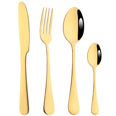 Veidrodinis 4 dalių rinkinys juodas stalo įrankių rinkinys nerūdijančio plieno indų peilis šakutė šaukštas sidabrinis stalo reikmenų rinkinys vakarietiškos virtuvės reikmenų rinkinys