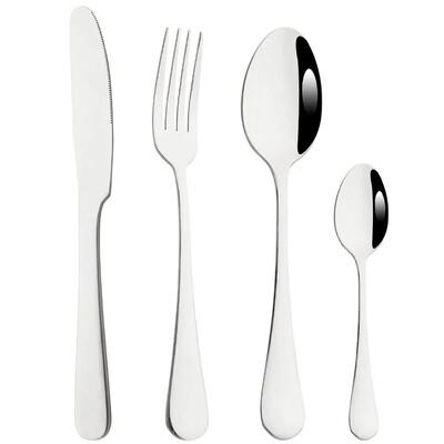 Veidrodinis 4 dalių rinkinys juodas stalo įrankių rinkinys nerūdijančio plieno indų peilis šakutė šaukštas sidabrinis stalo reikmenų rinkinys vakarietiškos virtuvės reikmenų rinkinys