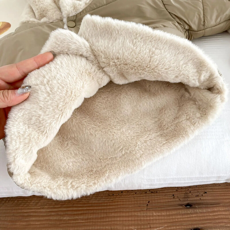 Slatka dječja zimska jakna Krznena podstava, 0-5 godina, kapuljače s kapuljačom za djevojčice i dječake, korejski stil, dječja debela topla vanjska odjeća