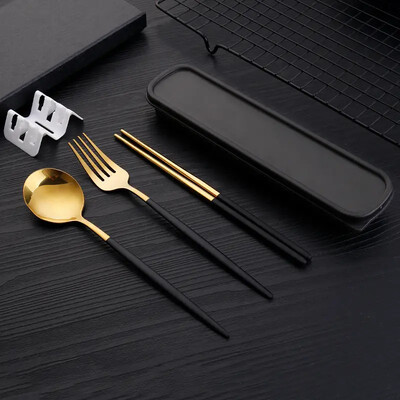 3 komada tankog portugalskog prijenosnog pribora za jelo od nehrđajućeg čelika, štapića, vilica, žlica, posuđa za piknik na otvorenom u studentskom domu
