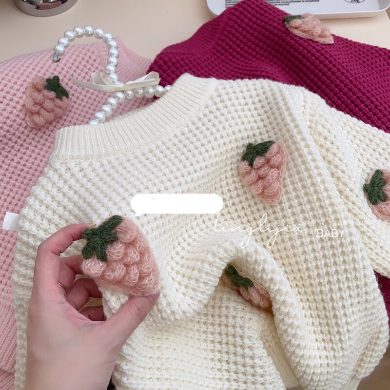 Свитер Vaikiški rūbai Korėjos 2023 m. žiemos megztiniai su apvalia kakle madingi mergaičių megztiniai megztiniai mielas vaikiškas drabužis mergaitei