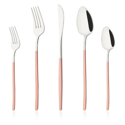 5 db-os evőeszköz készlet rozsdamentes acél evőeszköz készlet desszert villa kanál kés vacsorakészlet ezüst étkészlet konyhai ezüst edény