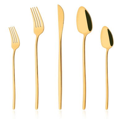 5 db-os evőeszköz készlet rozsdamentes acél evőeszköz készlet desszert villa kanál kés vacsorakészlet ezüst étkészlet konyhai ezüst edény