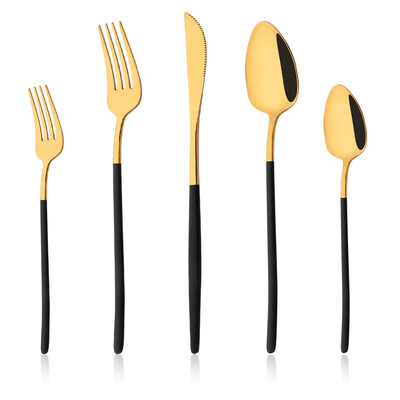 5 db-os evőeszköz készlet rozsdamentes acél evőeszköz készlet desszert villa kanál kés vacsorakészlet ezüst étkészlet konyhai ezüst edény