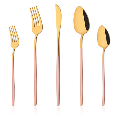 5 db-os evőeszköz készlet rozsdamentes acél evőeszköz készlet desszert villa kanál kés vacsorakészlet ezüst étkészlet konyhai ezüst edény