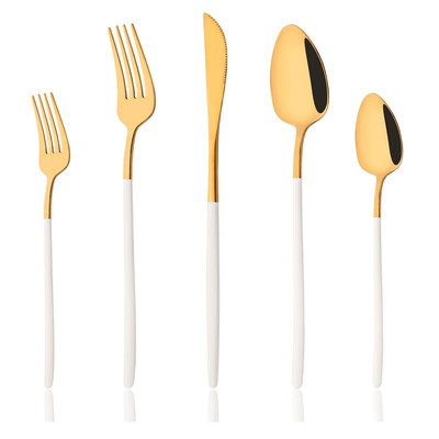 5 db-os evőeszköz készlet rozsdamentes acél evőeszköz készlet desszert villa kanál kés vacsorakészlet ezüst étkészlet konyhai ezüst edény