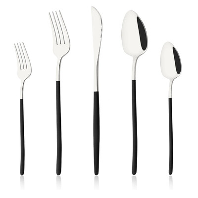 5 db-os evőeszköz készlet rozsdamentes acél evőeszköz készlet desszert villa kanál kés vacsorakészlet ezüst étkészlet konyhai ezüst edény