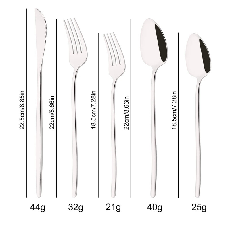 5 db-os evőeszköz készlet rozsdamentes acél evőeszköz készlet desszert villa kanál kés vacsorakészlet ezüst étkészlet konyhai ezüst edény