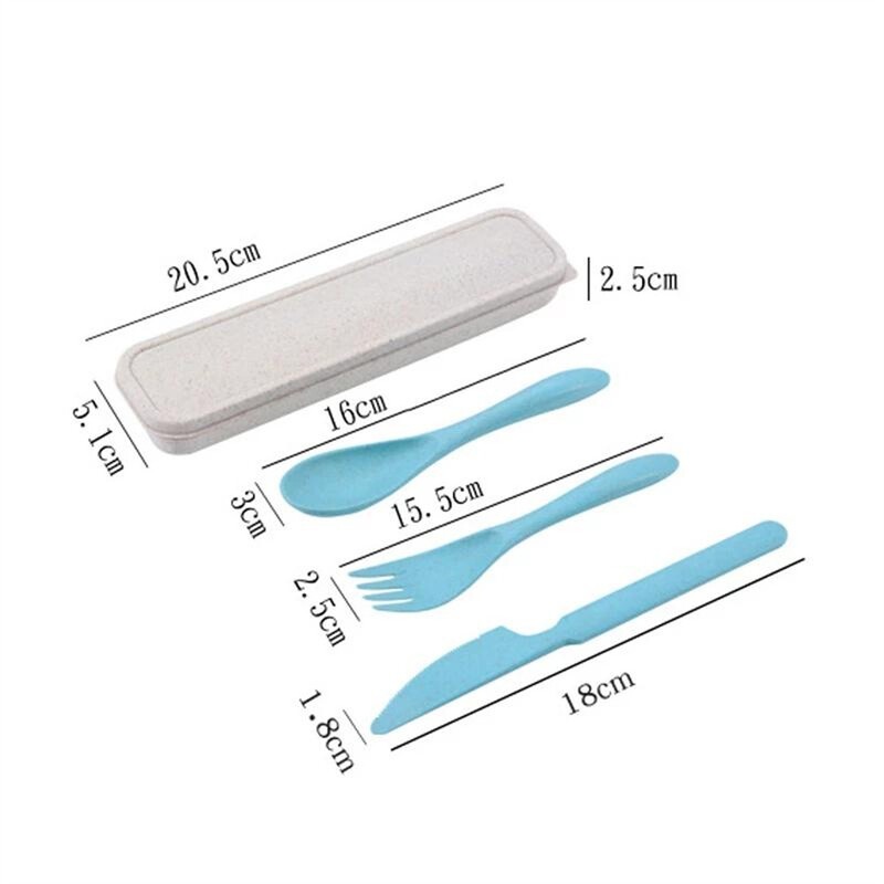 1 set tacâmuri de călătorie cutie portabilă de tacâmuri în stil japonez, cuțit din paie de grâu, furculiță, seturi de veselă pentru studenți, accesorii de bucătărie