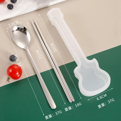 Σετ μαχαιροπήρουνων 2/3 τεμ. Πιρούνι κουτάλι Chopsticks Σετ σερβίτσιο 304 από ανοξείδωτο ατσάλι Παιδικά φορητά μαχαιροπήρουνα Κουτί κιθάρας για ενήλικες