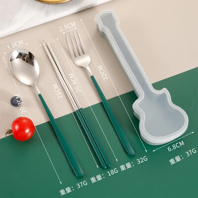 Σετ μαχαιροπήρουνων 2/3 τεμ. Πιρούνι κουτάλι Chopsticks Σετ σερβίτσιο 304 από ανοξείδωτο ατσάλι Παιδικά φορητά μαχαιροπήρουνα Κουτί κιθάρας για ενήλικες