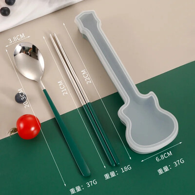 Σετ μαχαιροπήρουνων 2/3 τεμ. Πιρούνι κουτάλι Chopsticks Σετ σερβίτσιο 304 από ανοξείδωτο ατσάλι Παιδικά φορητά μαχαιροπήρουνα Κουτί κιθάρας για ενήλικες