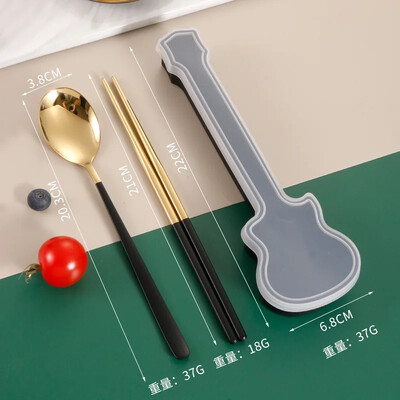 Σετ μαχαιροπήρουνων 2/3 τεμ. Πιρούνι κουτάλι Chopsticks Σετ σερβίτσιο 304 από ανοξείδωτο ατσάλι Παιδικά φορητά μαχαιροπήρουνα Κουτί κιθάρας για ενήλικες