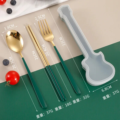 Σετ μαχαιροπήρουνων 2/3 τεμ. Πιρούνι κουτάλι Chopsticks Σετ σερβίτσιο 304 από ανοξείδωτο ατσάλι Παιδικά φορητά μαχαιροπήρουνα Κουτί κιθάρας για ενήλικες