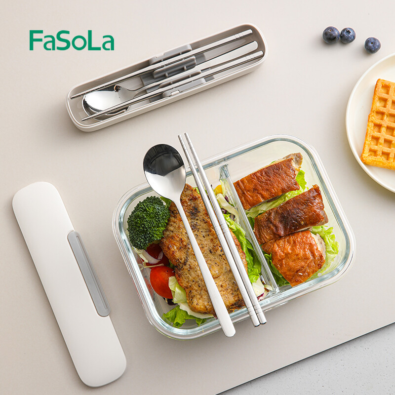 Set de bețișoare și linguri FaSoLa din oțel inoxidabil Veselă portabilă pentru camping în aer liber Set de tacâmuri de călătorie