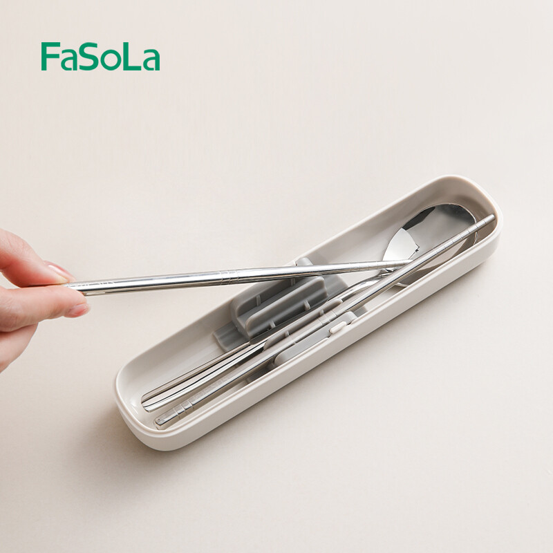 Set de bețișoare și linguri FaSoLa din oțel inoxidabil Veselă portabilă pentru camping în aer liber Set de tacâmuri de călătorie