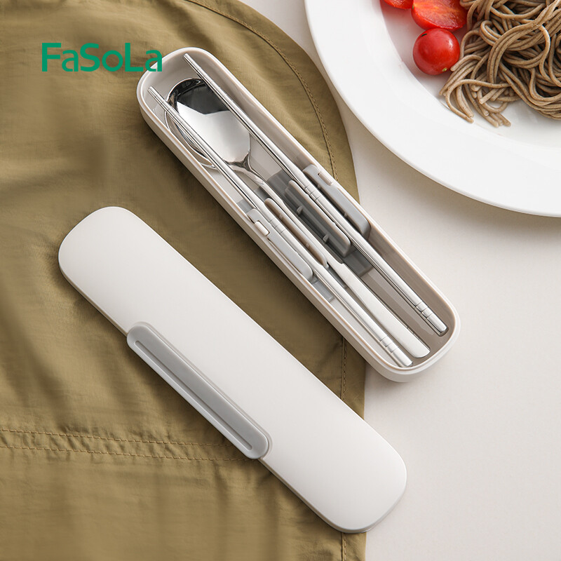 Set de bețișoare și linguri FaSoLa din oțel inoxidabil Veselă portabilă pentru camping în aer liber Set de tacâmuri de călătorie