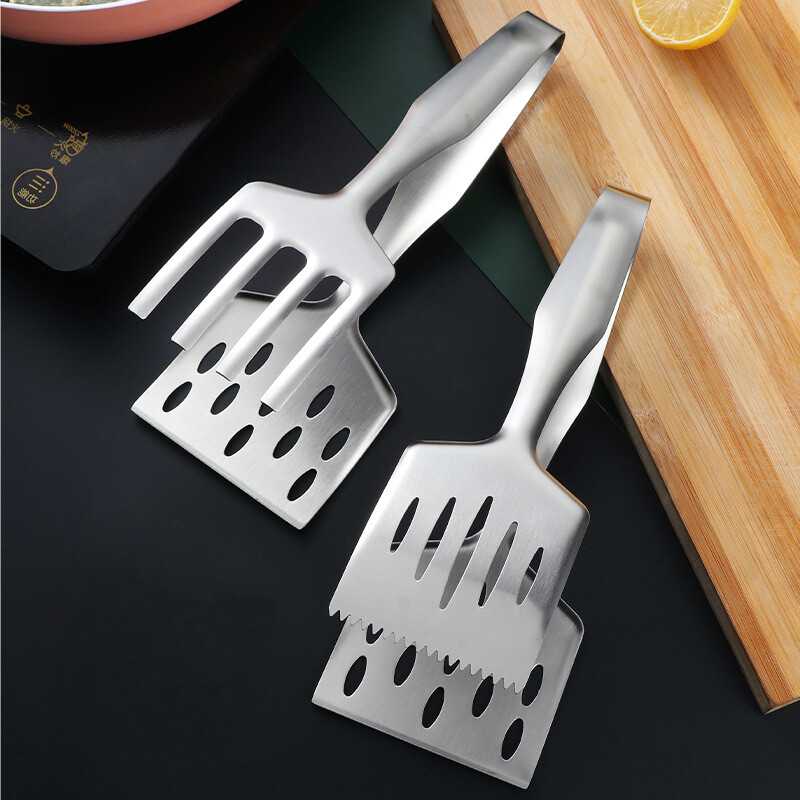 Nerūsējošā tērauda steiks cepšanas lāpstiņa maize gaļa pārtikas skava bārbekjū Zivju cepetis knaibles notecināt eļļu lāpsta Virtuves gatavošanas piederumi