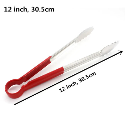 Nerūdijančio plieno silikoninės virtuvės žnyplės ilgos BBQ žnyplės maisto žnyplės su silikonu dengta rankena 9/12/14/16 colių