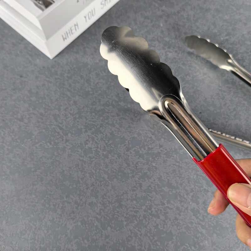 Nerūdijančio plieno silikoninės virtuvės žnyplės ilgos BBQ žnyplės maisto žnyplės su silikonu dengta rankena 9/12/14/16 colių