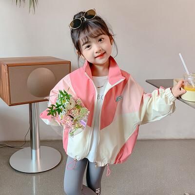 2-8Y tavaszi ősz lányok kabát divat összeillesztés stílus kihajtható gallér cipzáras pulcsik pulóver gyerekeknek gyerekeknek sport felsőruházat