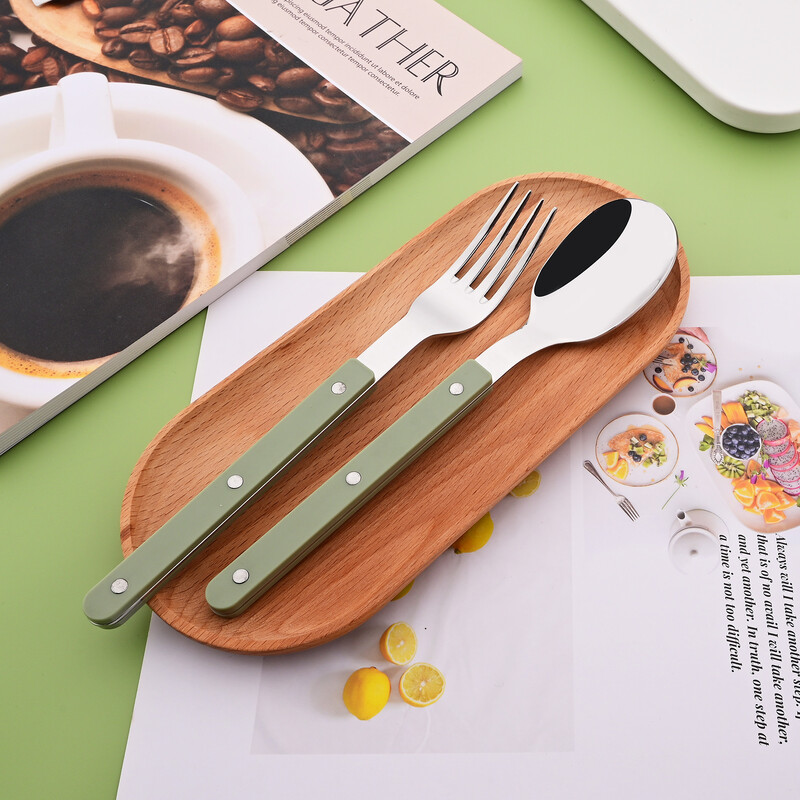 Žalias sidabras 16 vnt. indų ABS rankenos kniedės dekoravimo stalo įrankių rinkinys Vakarų peilis šakutė šaukštas nerūdijančio plieno stalo įrankių rinkinys