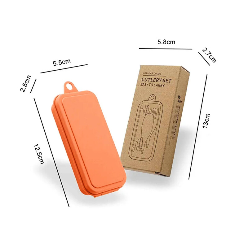 4 db-os hordozható étkészlet környezetbarát búzaszalma étkészlet levehető kés villa kanál összecsukható utazási evőeszköz edénytartó doboz