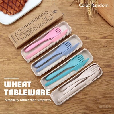 rinkinys Kelioniniai stalo įrankiai Nešiojami stalo įrankių dėžutė Japoniško stiliaus Kviečių šiaudų Peilis Šakutė Šaukštas Studentų indų rinkiniai Virtuvės stalo reikmenys