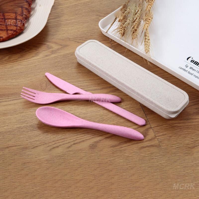 rinkinys Kelioniniai stalo įrankiai Nešiojami stalo įrankių dėžutė Japoniško stiliaus Kviečių šiaudų Peilis Šakutė Šaukštas Studentų indų rinkiniai Virtuvės stalo reikmenys