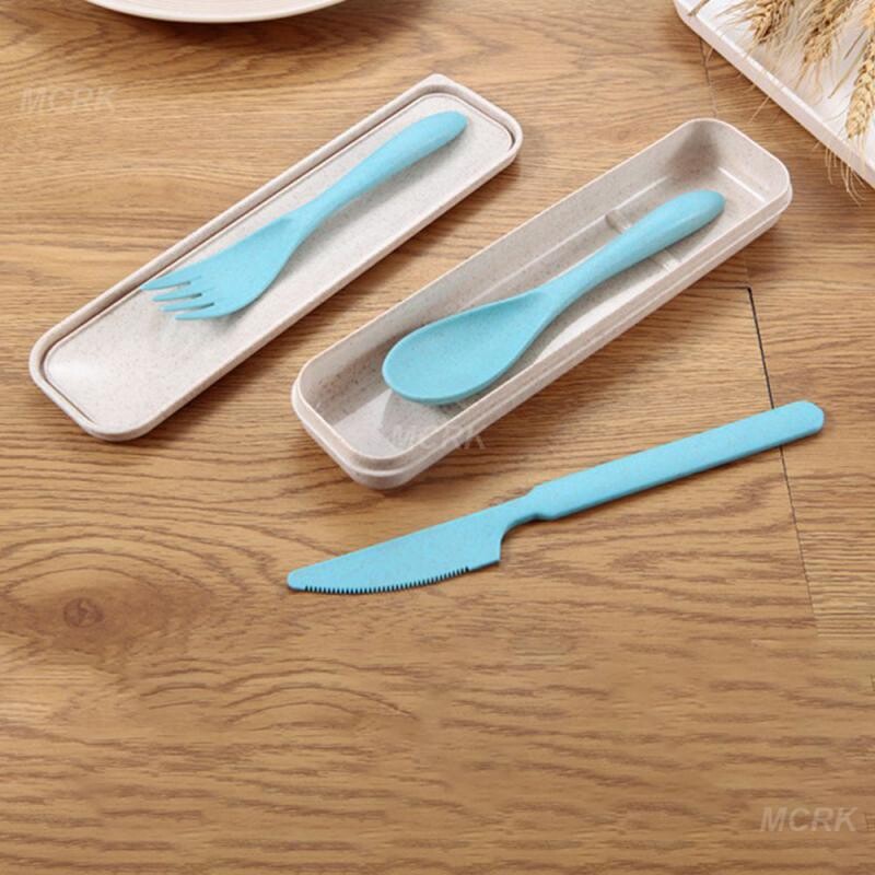 rinkinys Kelioniniai stalo įrankiai Nešiojami stalo įrankių dėžutė Japoniško stiliaus Kviečių šiaudų Peilis Šakutė Šaukštas Studentų indų rinkiniai Virtuvės stalo reikmenys