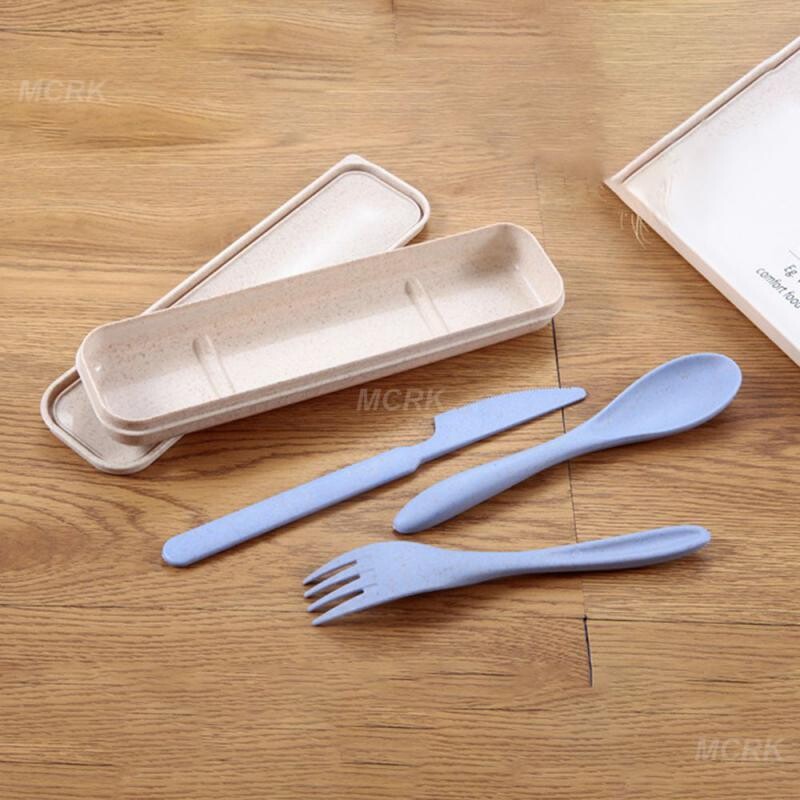 rinkinys Kelioniniai stalo įrankiai Nešiojami stalo įrankių dėžutė Japoniško stiliaus Kviečių šiaudų Peilis Šakutė Šaukštas Studentų indų rinkiniai Virtuvės stalo reikmenys