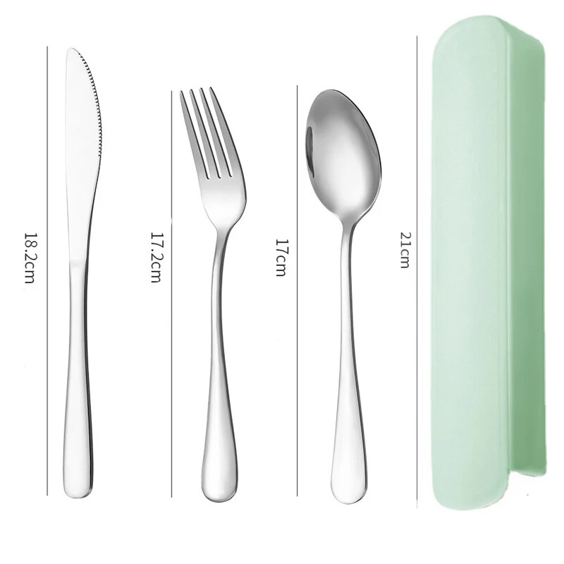 Pārnēsājams nerūsējošā tērauda galda piederumu uzvalks ar glabāšanas kasti Irbulīši Dakša Karote Nazis Ceļojumu galda piederumu komplekts Kempinga galda piederumi