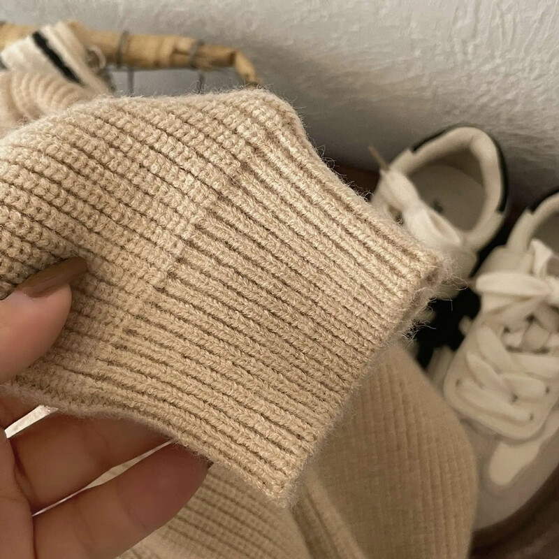 ευέλικτο πουλόβερ για το φθινόπωρο και το χειμώνα χαλαρή εφαρμογή για αγόρια και κορίτσια μονόχρωμο ζεστό και χοντρό πουλόβερ παιδικό πουλόβερ,W151