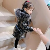 Nauja mergaičių berniukų pūkinė striukė Žieminiai paltai vaikiški drabužiai su gobtuvu, vėjo paltas vaikams 2-7 metų medvilniniai šilti viršutiniai drabužiai