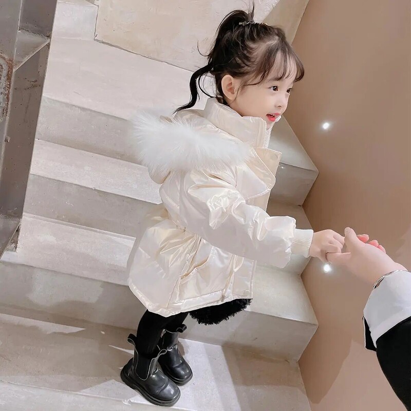 Nauja mergaičių berniukų pūkinė striukė Žieminiai paltai vaikiški drabužiai su gobtuvu, vėjo paltas vaikams 2-7 metų medvilniniai šilti viršutiniai drabužiai